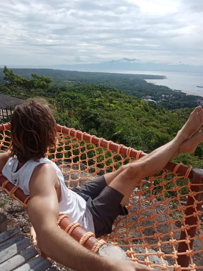 Net hammock over the jungle