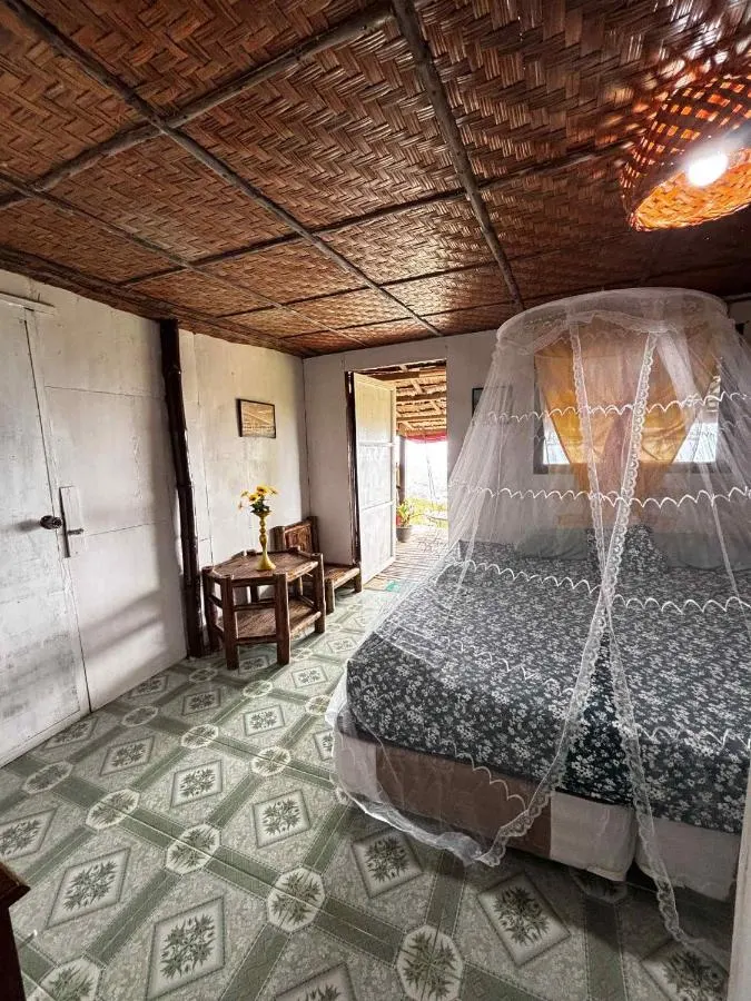 Inside the bamboo cottage